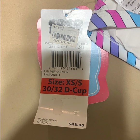 -NWT- Coco Rave Blue + Purple Striped Bikini Top - Picture 4 of 5